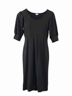 Shade Black Puff Sleeve Ponte Midi Dress XS Classic New